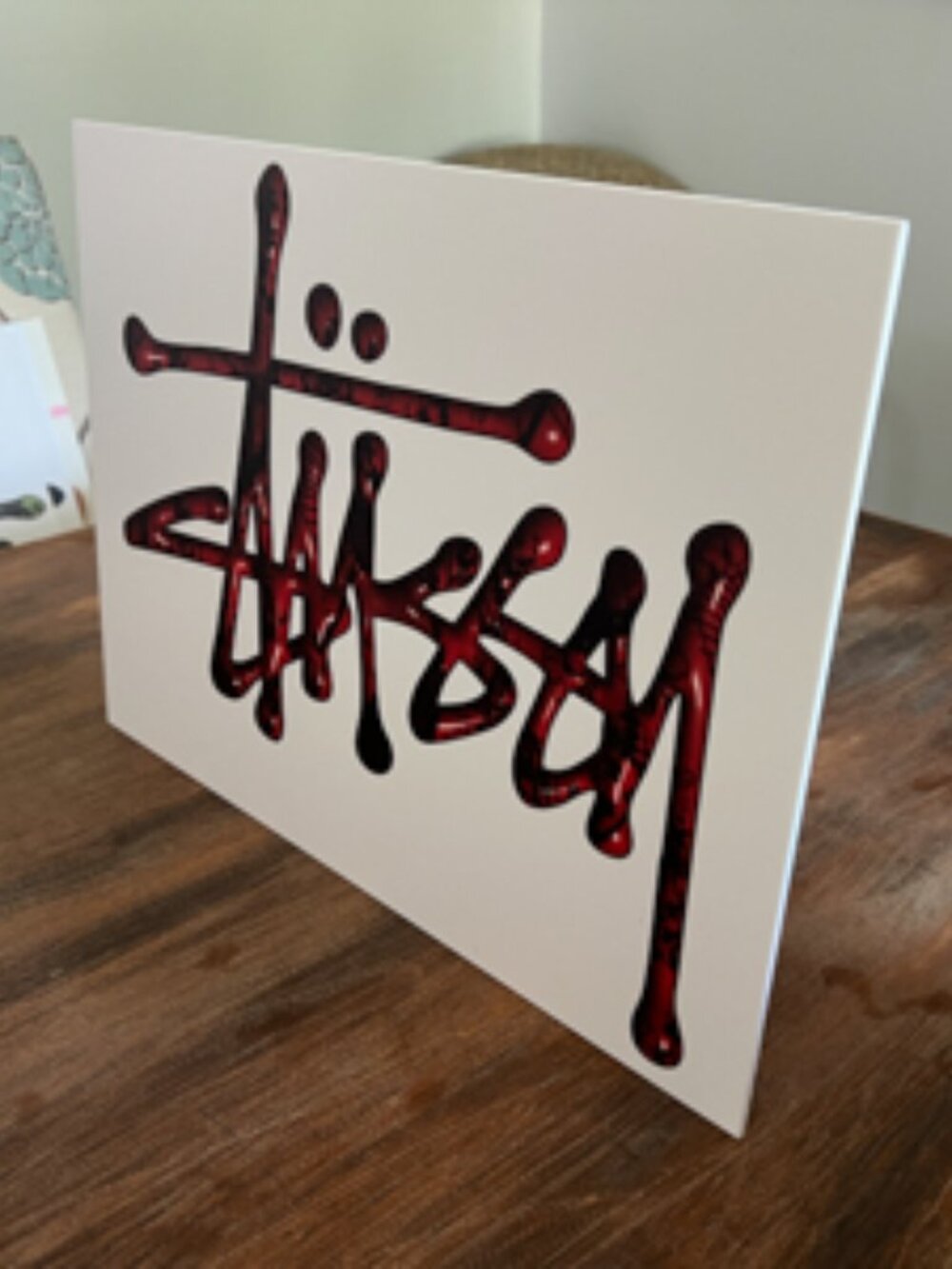 Custom Streetwear Blood Red STUSSY Graphic Wall Sign | 12" x 16" PVC Board Art